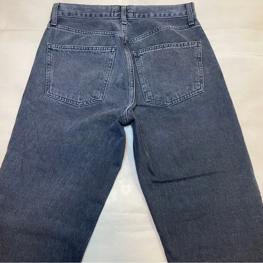 Agolde- Ripley Straight-Leg Jeans High Rise Black Photogram Size 25 Ankle Crop